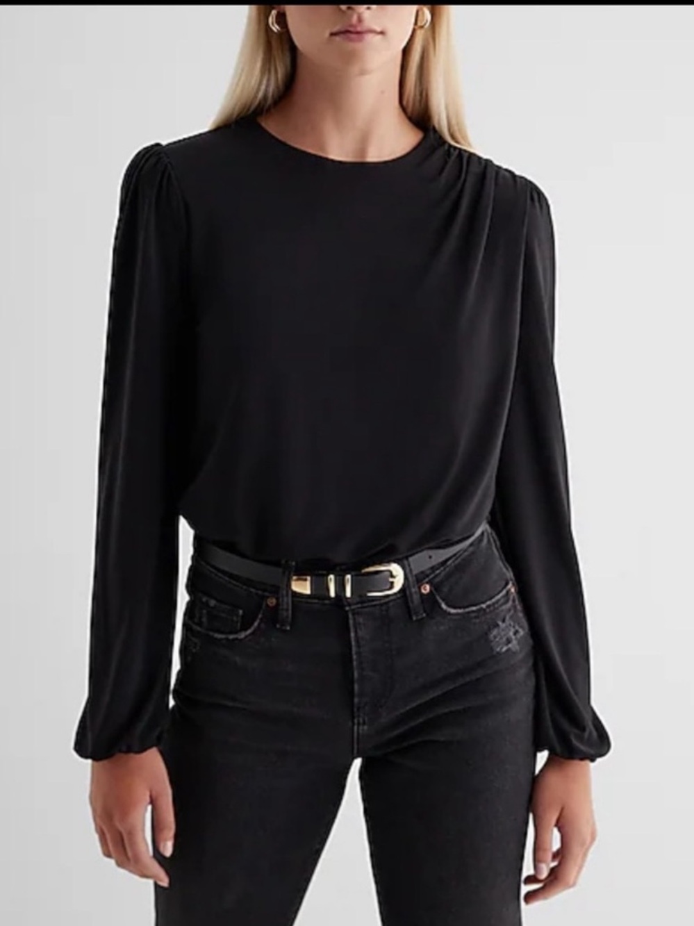 NWOT Express Skimming Crewneck Puff Sleeve Bodysuit
